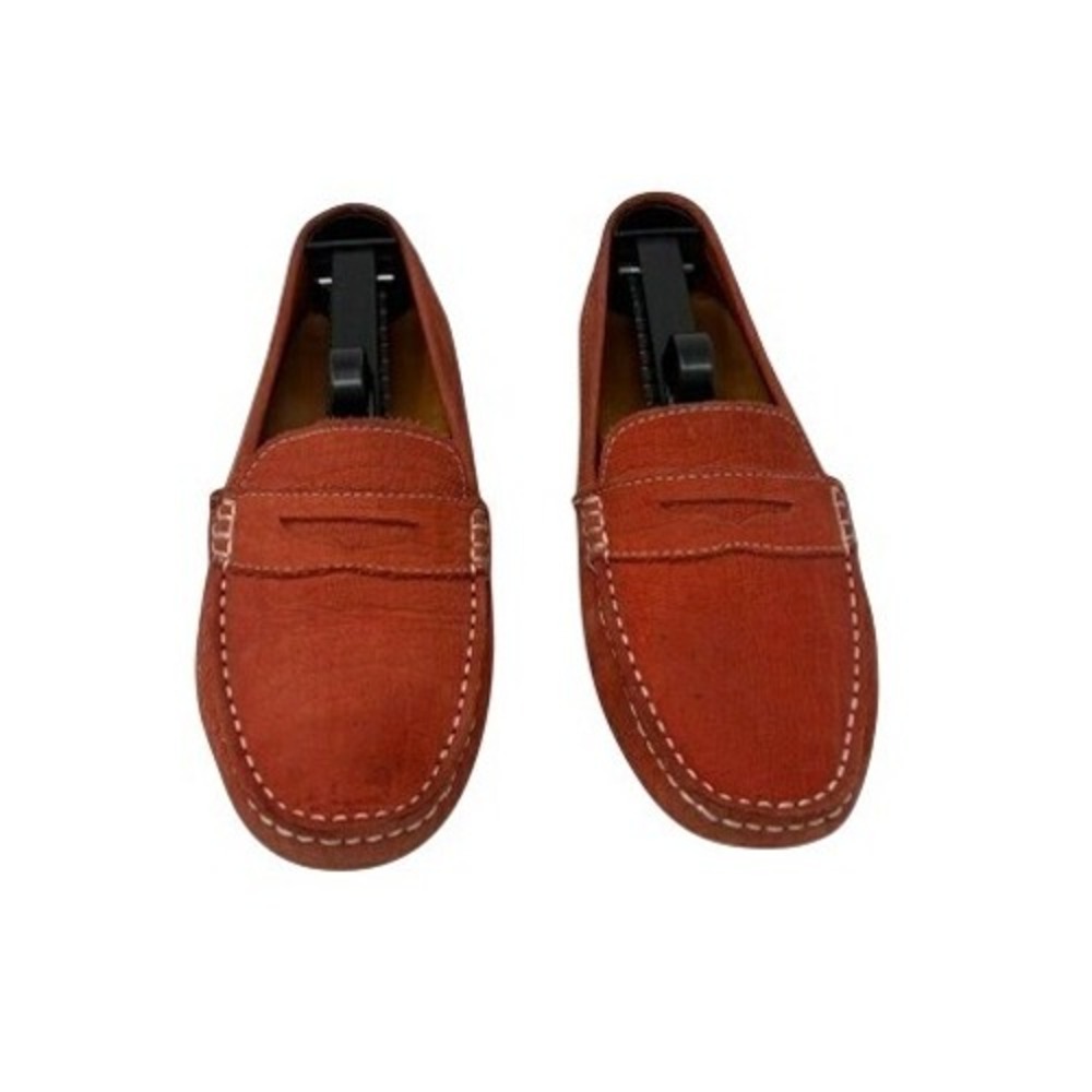 Mercanti Fiorentini Orange Croc Suede Penny Loafer Mocs Stitch Women's Sz 6.5B
